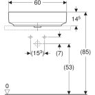 Geberit Variform Pultra ültethető mosdókagyló Ovális, csaplyukpaddal, túlfolyó nélkül 600 mm