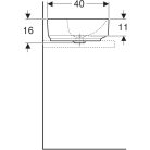 Geberit Variform Pultra ültethető mosdókagyló Elipszis, csaplyukpaddal, túlfolyóval 500 mm