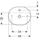 Geberit Variform Pultra ültethető mosdókagyló Elipszis, csaplyukpaddal, túlfolyó nélkül 500 mm