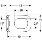 Geberit Smyle Square fali WC mélyöblítésű készlet rövidített kivitel zárt forma Rimfree WC-ülőkével sandwich kivitelű