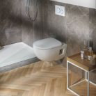 Geberit Selnova fali WC mélyöblítésű készlet Premium részben zárt forma Rimfree WC-ülőkével