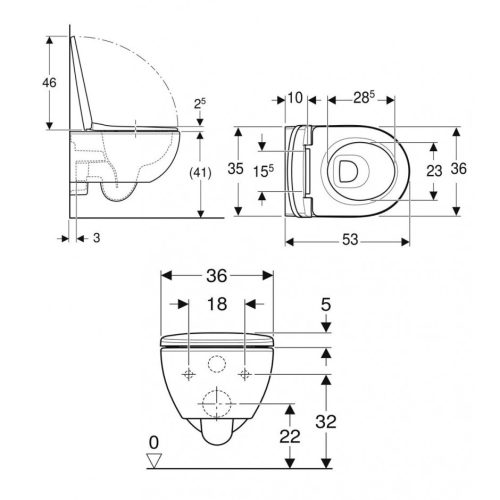 Geberit Selnova fali WC mélyöblítésű készlet Premium zárt forma Rimfree WC-ülőkével