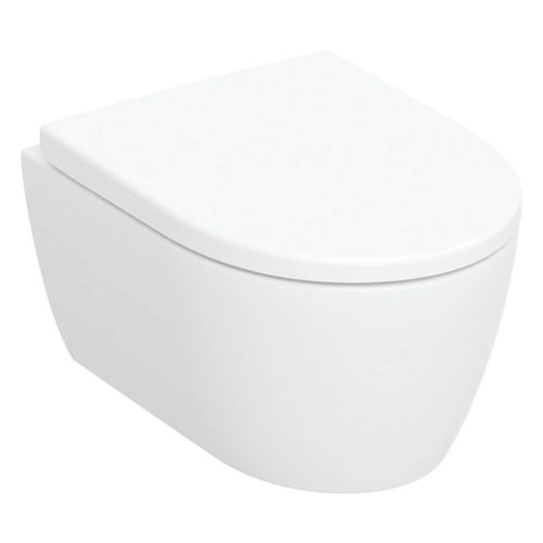 Geberit iCon fali WC mélyöblítésű készlet rövidített kivitel zárt forma Rimfree WC-ülőke