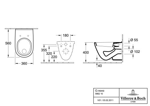 Villeroy & Boch O.Novo Laposöblítésű fali wc