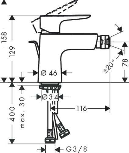 Hansgrohe Talis E egykaros bidécsaptelep automata lefolyó-garnitúrával matt fekete