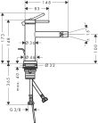 Hansgrohe Tecturis S Egykaros bidé csaptelep 80 automata lefolyógarnitúrával Matt fehér 