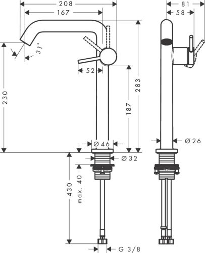 Hansgrohe Tecturis S Egykaros mosdócsaptelep Fine 240 CoolStart lefolyógarnitúra nélkül Szálcsiszolt Bronz EcoSmart+