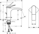 Hansgrohe Vivenis Egykaros mosdócsaptelep 110, automata lefolyógarnitúrával chrome