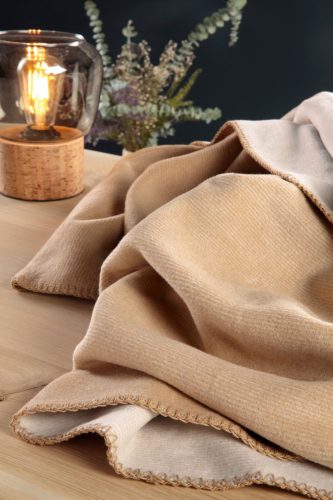 Biederlack Duo Cotton Melange  creme-natur bézs pléd 150x200 cm