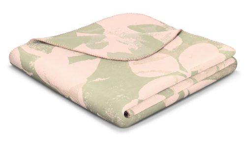 Biederlack Soft Leaves zöld és rózsaszín levélmintás pléd 150x200 cm