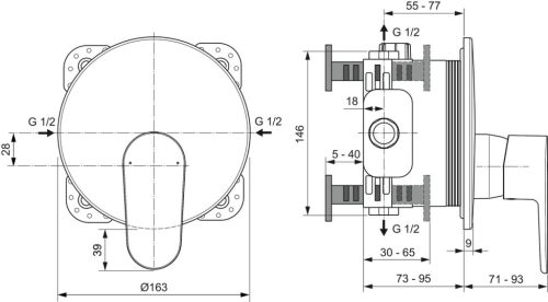 Ideal Standard Cerafine O Falsík alatti zuhanycsaptelep 1 funkció Silver