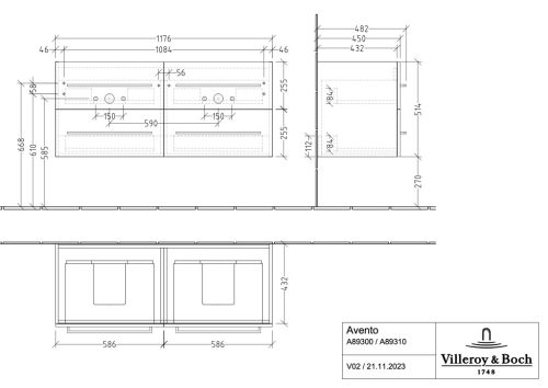 Villeroy & Boch Avento Alsószekrény 1200 mm Oak Kansas