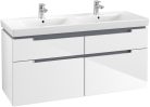 Villeroy & Boch Subway 2.0 Fürdőszoba bútor kétmedencés mosdókagylóhoz 1300 mm Glossy White (mosdókagyló nélkül)