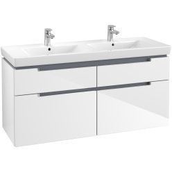   Villeroy & Boch Subway 2.0 Fürdőszoba bútor kétmedencés mosdókagylóhoz 1300 mm Glossy White (mosdókagyló nélkül)