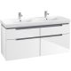 Villeroy & Boch Subway 2.0 Fürdőszoba bútor kétmedencés mosdókagylóhoz 1300 mm Glossy White (mosdókagyló nélkül)