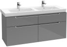 Villeroy & Boch Subway 2.0 Fürdőszoba bútor kétmedencés mosdókagylóhoz 1300 mm Glossy Grey (mosdókagyló nélkül)