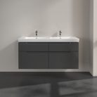 Villeroy & Boch Subway 2.0 Fürdőszoba bútor kétmedencés mosdókagylóhoz 1300 mm Glossy Grey (mosdókagyló nélkül)