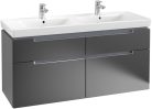 Villeroy & Boch Subway 2.0 Fürdőszoba bútor kétmedencés mosdókagylóhoz 1300 mm Black Matt Lacquer (mosdókagyló nélkül)