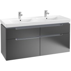   Villeroy & Boch Subway 2.0 Fürdőszoba bútor kétmedencés mosdókagylóhoz 1300 mm Black Matt Lacquer (mosdókagyló nélkül)