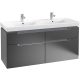 Villeroy & Boch Subway 2.0 Fürdőszoba bútor kétmedencés mosdókagylóhoz 1300 mm Black Matt Lacquer (mosdókagyló nélkül)