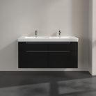 Villeroy & Boch Subway 2.0 Fürdőszoba bútor kétmedencés mosdókagylóhoz 1300 mm Black Matt Lacquer (mosdókagyló nélkül)