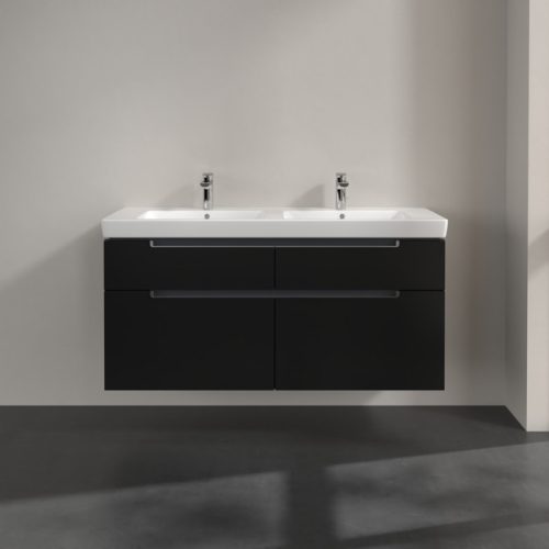 Villeroy & Boch Subway 2.0 Fürdőszoba bútor kétmedencés mosdókagylóhoz 1300 mm Black Matt Lacquer (mosdókagyló nélkül)