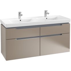   Villeroy & Boch Subway 2.0 Fürdőszoba bútor kétmedencés mosdókagylóhoz 1300 mm Truffle Grey (mosdókagyló nélkül)