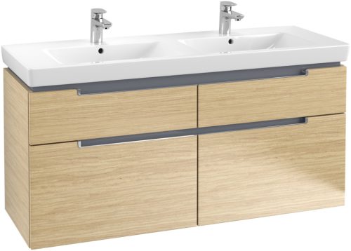 Villeroy & Boch Subway 2.0 Fürdőszoba bútor kétmedencés mosdókagylóhoz 1300 mm Nordic Oak (mosdókagyló nélkül)