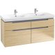 Villeroy & Boch Subway 2.0 Fürdőszoba bútor kétmedencés mosdókagylóhoz 1300 mm Nordic Oak (mosdókagyló nélkül)