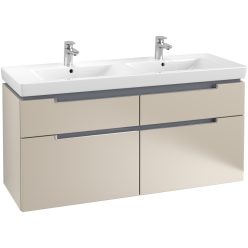   Villeroy & Boch Subway 2.0 Fürdőszoba bútor kétmedencés mosdókagylóhoz 1300 mm Soft Grey (mosdókagyló nélkül)