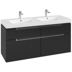   Villeroy & Boch Subway 2.0 Fürdőszoba bútor kétmedencés mosdókagylóhoz 1300 mm Volcano Black (mosdókagyló nélkül)