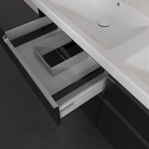 Villeroy & Boch Subway 2.0 Fürdőszoba bútor kétmedencés mosdókagylóhoz 1300 mm Volcano Black (mosdókagyló nélkül)