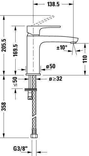 Duravit B.1 egykaros mosdócsaptelep leeresztő nélkül "M" chrome
