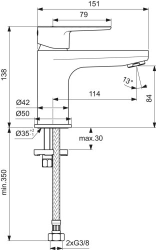 Ideal Standard Cerafine O Mosdócsaptelep leeresztő nélkül H80 króm
