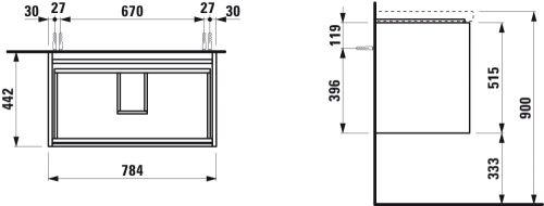Laufen Lani Alsószekrény 2 fiókos 785 mm Vad tölgy