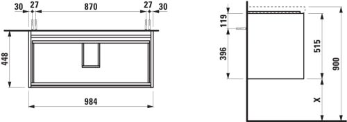 Laufen Lani Alsószekrény 2 fiókos 985 mm Fényes fehér