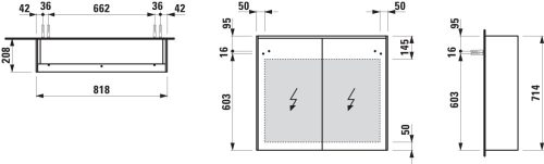Laufen Lani Tükrös szekrény ledes világítással 820 mm Vad tölgy