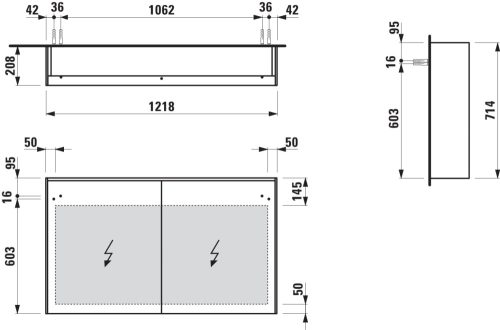 Laufen Lani Tükrös szekrény ledes világítással 1220 mm Traffic Grey