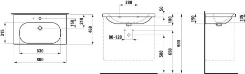 Laufen Lua Mosdókagyló 800 mm
