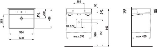 Laufen Kartell Bútoros Mosdókagyló 60 cm Fehér