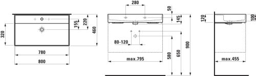 Laufen Kartell Bútoros Mosdókagyló 80 cm Matt fekete