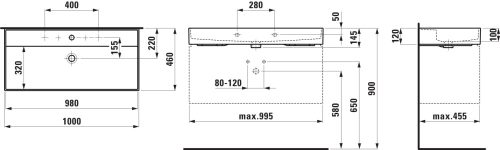 Laufen Kartell Bútoros Mosdókagyló 100 cm Matt fekete