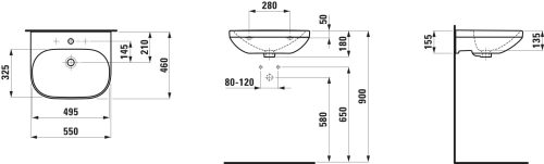 Laufen Lua Fali mosdókagyló 550 mm