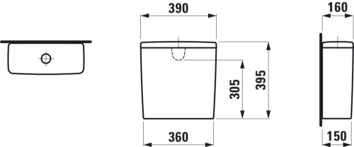 Laufen Lua Öblítőtartály, vízcsatlakozás hátul középen
