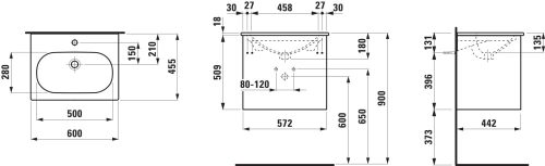 Laufen Lua Alsószekrény slim mosdókagylóval 600 mm Vad tölgy