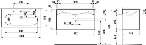 Laufen Lua Alsószekrény slim mosdókagylóval 1000 mm Traffic Grey