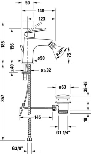 Duravit No.1 egykaros bidé csaptelep automata leeresztővel chrome