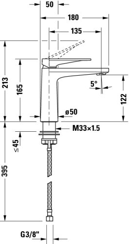 Duravit Tulum by Starck egykaros mosdócsaptelep automata leeresztő nélkül "M" Matt Fekete