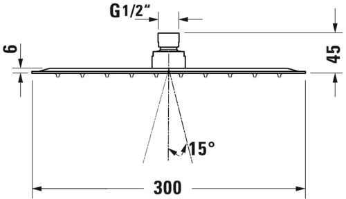 Duravit Fejzuhany szögletes 300 mm chrome