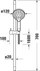 Duravit Zuhanyszett 700mm, Zuhanyrúddal Zuhanyfejjel  3jet, chrome